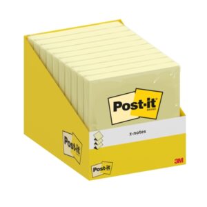Post-It Bloc de 100 Z-Notas Adhesivas Reposicionables - Forma Cuadrada - 76x76mm - Color Amarillo Claro