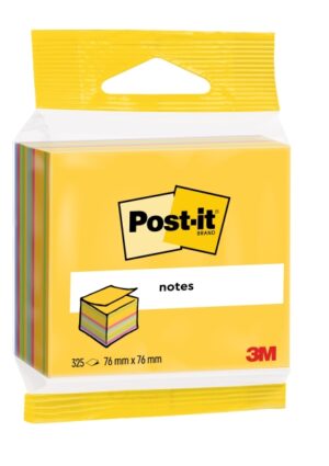 Post-It Cubo de 325 Notas Adhesivas Reposicionables - Forma Cuadrada - Colores Surtidos