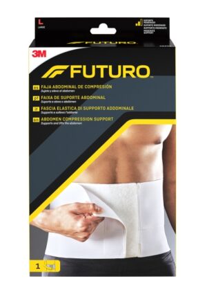Futuro Faja Abdominal de Compresion - Talla L (106.7 - 132.1cm) - Forma Anatomica - Transpirable - Color Blanco