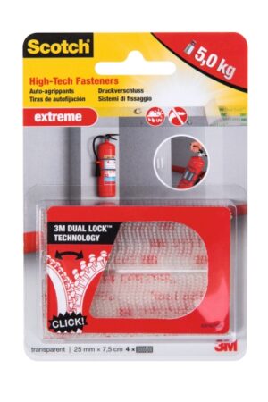 Scotch Extreme Cierres Adhesivos Reposicionables - 25mm x 75mm - Soporta hasta 5kg - Color Transparente