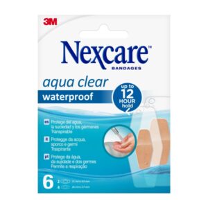 Nexcare Aqua Clear Waterproof Pack de 6 Apositos Surtidos - Impermeable - Resistente al Agua - Color Transparente