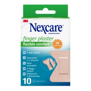 Nexcare Flexible Comfort Finger Pack de 10 Apositos para Heridas - 44.5x51mm - Transpirable - Elastico - Color Piel