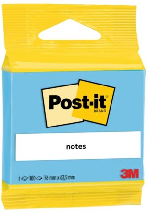 Post-It Bloc de 100 Notas Adhesivas Reposicionables - Forma Rectangular - 63.5x76mm - Color Azul