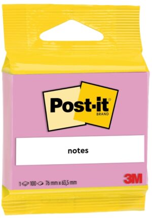 Post-It Bloc de 100 Notas Adhesivas Reposicionables - Forma Rectangular - 63.5x76mm - Color Rosa