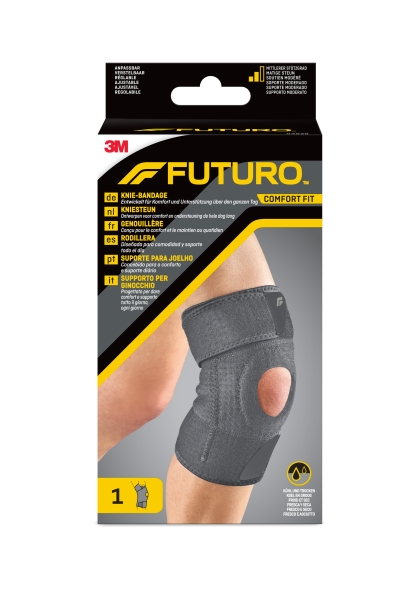 Futuro Comfort Rodillera - Ajustable (27.9 - 55.9cm) - Transpirable - Aisla la Humedad - Elastico - Color Gris Oscuro