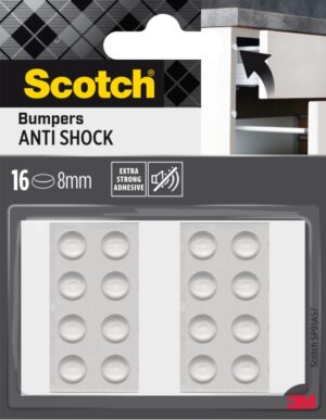Scotch Topes Adhesivos para Muebles - Antichoque - Diametro de 8mm - Paquete de 16 - Color Transparente