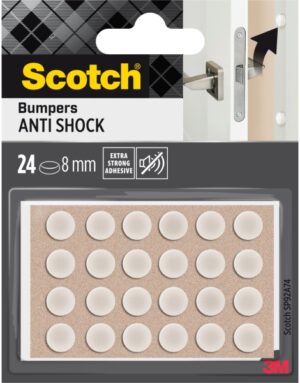 Scotch Topes Adhesivos para Muebles - Antichoque - Diametro de 8mm - Paquete de 24 - Color Blanco
