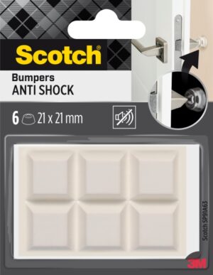 Scotch Pack de 6 Almohadillas Adhesivas Antichoque para Paredes - 21x21mm - Color Blanco
