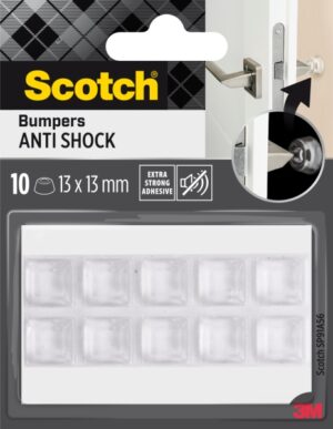 Scotch Pack de 10 Topes Adhesivos para Paredes - Antichoque - 13x13mm - Color Transparente
