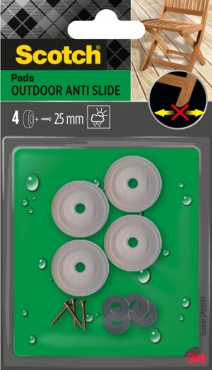 Scotch Pack de 4 Almohadillas Antideslizantes para Artornillar - Uso en Exterior - 25mm - Color Transparente