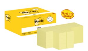 Post-It Pack de 24 Blocs de 100 Notas Adhesivas Reposicionables - Forma - 51x38mm - Color Amarillo Claro