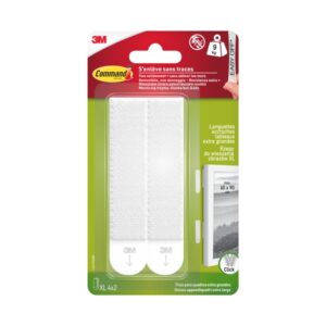 Command Pack de 8 Tiras Adhesivas para Objetos Pesados - 4 Pares XL - Soporta hasta 9kg - Color Blanco
