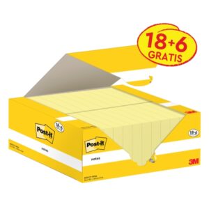Post-It Pack de 24 Blocs de 100 - Forma Rectangular - 38x51mm - Color Amarillo Claro