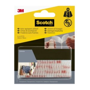 Scotch Extreme Pack de 2 Cierres Adhesivos Reposicionables - 25x75mm - Color Transparente