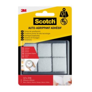 Scotch Pack de 12 Cierres Adhesivos Reposicionables - 22x22mm - Uso en Interior - Color Blanco