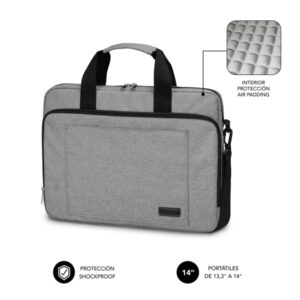 Subblim Maletin para Portatiles de hasta 14" Pulgadas - Proteccion Air Padding - Resistente Poliester Oxford - Repelente de Liquidos - Color Gris