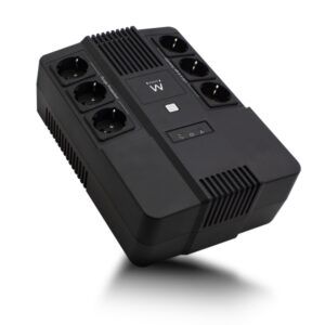 Ewent SAI Interactivo 700VA/390W - 6x Schuko - Toma Tierra - Funcion AVR - Notificacion Sonora y LED - Proteccion Electrica - Bateria de 12V / 7Ah Reemplazable - Permite Montaje en Pared - Color Negro