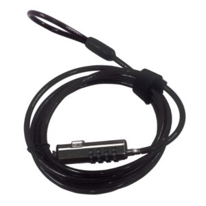 Ewent Cable de Seguridad para Portatiles con Ranura Nano - Candado de Combinacion Numerica - Cable de Acero - Cobertura de Vinilo - 1.8m de Longitud - Diametro de 4.5mm - Color Negro