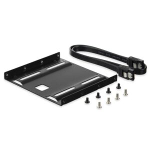 Ewent Pack Adaptador de Montaje para Disco Duro HDD/SSD de 2.5" en Ranura de 3.5" - Incluye Cable SATA de 50cm - Metal Resistente - Incluye Tornillos - Color Negro