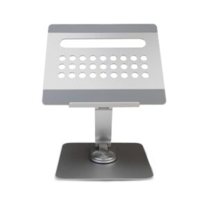 Ewent Soporte de Sobremesa para Portatil - Aluminio - Multipuerto 7 en 1 - Rotacion 360 - Ajustable - Base Antideslizante - Plegable - Color Plateado/Gris