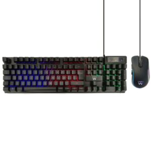 Ewent Pack Teclado + Raton Gaming - Iluminacion RGB - Disposicion QWERTY ES - 3600dpi - Cable de 1.5m - Anti-Ghosting - Color Negro