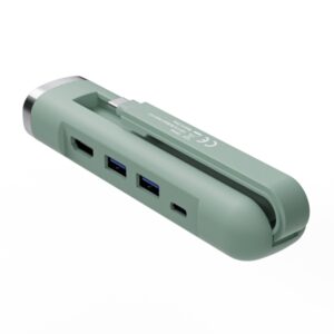 Ewent Hub USB-C 5 en 1 - 1x RJ45 - 1x HDMI 4K - 1x USB-C - 2x USB-A - hasta 1000Mbps - Color Verde Pastel