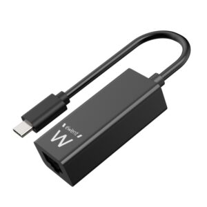 Ewent Conversor Adaptador de Red RJ45 a USB-C - Gigabit 10/100/1000Mbps - Cable de 15cm - Color Negro