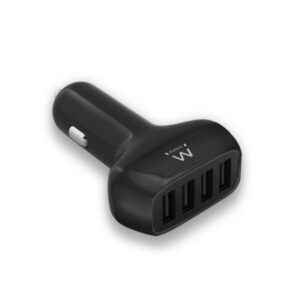 Ewent Cargador de Coche USB 50W - 4 Puertos USB - Color Negro