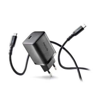 NGS Bud45W-C Cargador GaN Universal de Pared 45W Ultrarapido - USB-C PD & PPS - Cable USB-C 1.5m - Color Negro
