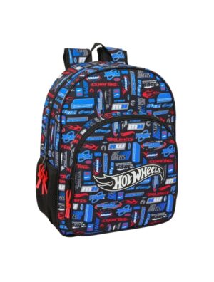 Safta Hot Wheels Mochila Infantil - Adaptable a Carro - Asa de Mano - Bolsillos Laterales - 33x42x14cm
