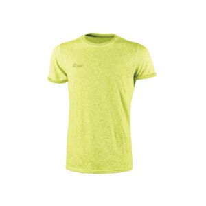 Upower Fluo Camiseta de Manga Corta - Talla XL - Algodon Flameado, Tejido Transpirable, Ajuste Slim-Fit, Cuello Redondo Acanalado - Color Amarillo Fluorescente