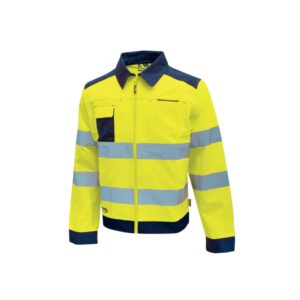 Upower Gleam Chaqueta Funcional con Bolsillos Multifuncionales - Talla XL - Portatarjetas Retractil, Rayas Reflectantes, Triple Costuras, Proteccion DPI2, Ajuste Personalizado - Color Amarillo Fluorescente