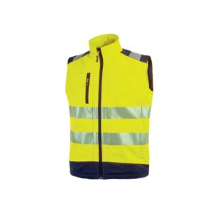 Upower Dany Chaleco Soft Shell Elastico Transpirable - Talla XL - Impermeable, Bolsillo Pecho con Cremallera, Cordon Antienredo, Corte Ajustado, Bandas Reflex, Proteccion DPI2 - Color Amarillo Fluorescente