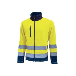 Upower Boing Chaqueta Polar con Cremallera Completa - Talla XL - Bolsillos Inferiores y para Movil, Detalles Reflectantes, Proteccion DPI2, Certificacion CE - Color Amarillo Fluorescente
