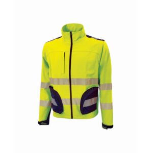 Upower Bea Cazadora de Trabajo Alta Visibilidad - Talla XS - Mangas Separables, Bolsillos Funcionales, Bandas Reflectantes Termoselladas, Ajuste con Velcro, Proteccion DPI2 - Color Amarillo Fluorescente