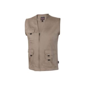 Upower Chica Chaleco Multibolsillos de Algodon Elastico - Talla XL - Cierre Cremallera Frontal, Bolsillos Multifuncionales con Solapa y Velcro, Espacio para Personalizacion - Color Arena