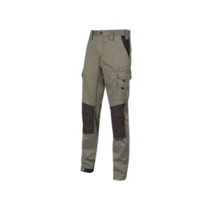 Upower Majo Pantalon de Trabajo - Talla XL - Algodon Elastico, Diseño Slim-Fit, Multiples Bolsillos, Proteccion Lumbar, Detalles Reforzados, Cinta Reflectante, Correa Porta Martillo - Color Arena
