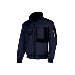 Upower Mate Bomber de Trabajo con Mangas Desmontables - Talla XS - Impermeable, Interior de Microfibra, Bolsillos Seguros, Refuerzos Anti-Desgaste, Detalles Reflectantes, Proteccion DPI1 - Color Azul Marino