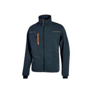 Upower Pluton Chaqueta de Tela Resistente - Talla XL - Suave, Repelente al Agua, Transpirable, Secado Rapido, Bolsillos Practicos, Capuchon Retractil, Proteccion DPI1 - Color Azul Marino