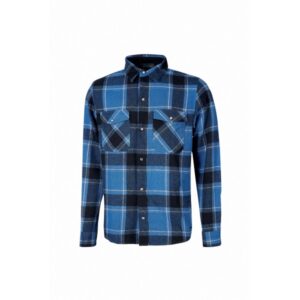 Upower Cedar Camisa de Trabajo Termica - Talla XL - Franela a Cuadros, Bolsillos con Botones Perlados, Revestimiento Interno, Proteccion DPI1, Corte Regular, Cuello con Porta Pluma - Color Azul Oscuro Westlake