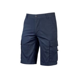 Upower Summer Bermuda Cargo Algodon Elastico - Talla XL - Ajuste Slim-Fit, Bolsillos Multifuncionales, Triple Costura, Boton Antiarañazos, Proteccion DPI1 - Color Azul Oscuro Westlake
