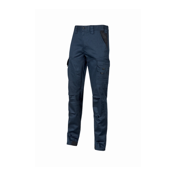 Upower Guapo Pantalones de Trabajo de Algodon Elastico - Talla XL - Bolsillos Multifuncionales, Cierre Resistente, Proteccion Lumbar, Rodillas Preformadas, Triple Costura, DPI1 - Color Azul Oscuro Westlake