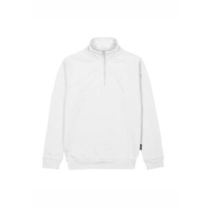 Upower Tautra Sudadera de Trabajo Confortable y Duradera - Talla XL - Polialgodon Perchado, Media Cremallera, Cuello Ajustable, Detalles en Canale Elastico, Proteccion DPI1 - Color Blanco