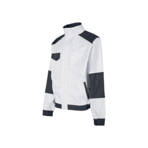 Upower Zagabria Chaqueta de Trabajo - Talla XL - Algodon Stretch, Durabilidad y Transpirabilidad, Bolsillos con Cierre, Anillo Porta-Identificacion, Puños Ajustables, Lavable a 40° - Color Blanco