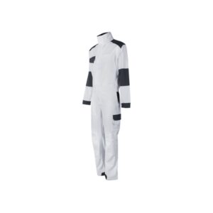 Upower Pola Mono de Trabajo Resistente - Talla XL - Algodon Stretch, Multiples Bolsillos, Ajuste Elastico, Rodillas Preformadas, Refuerzos Antidesgaste, Triple Costura - Color Blanco