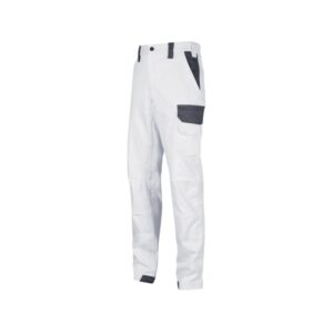 Upower Salonicco Pantalon de Trabajo - Talla XL - Algodon Stretch, Multiples Bolsillos Seguros, Proteccion Lumbar Reforzada, Detalles Reflectantes, Resistente y Transpirable - Color Blanco