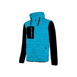 Upower Rainbow Sudadera de Alta Calidad - Talla XL - Interior de Forro Polar, Cuello Alto, Capuchon Ajustable, Cremallera Central, Bolsillos Practicos, Proteccion DPI1, Logo Distintivo - Color Cyan Fluorescente