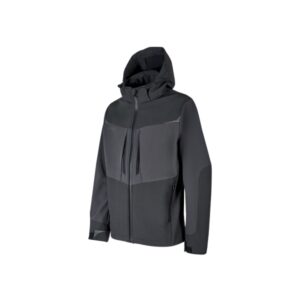 Upower Verve Chaqueta Tecnica - Talla XS - Softshell Resistente, Interior Micro-Fleece con Grafeno, Capucha Desmontable, Repelente a Liquidos, Cremallera Waterproof - Color Gris