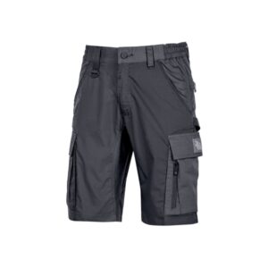 Upower Solaris Bermudas Cargo Funcionales - Talla XS - Tejido Ripstop Elastico, Multibolsillos, Detalles Reflectantes, Proteccion Lumbar, Cierre Antirayaduras, Porta Identificacion Oculto - Color Gris