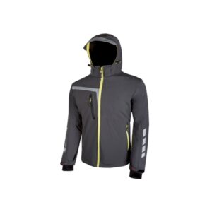 Upower Quick Chaqueta Soft Shell - Talla XS - Tejido Elastico Cortavientos y Repelente al Agua, Bolsillo Pecho con Cierre Impermeable, Capucha Ajustable, Proteccion DPI1 - Color Gris Asfalto